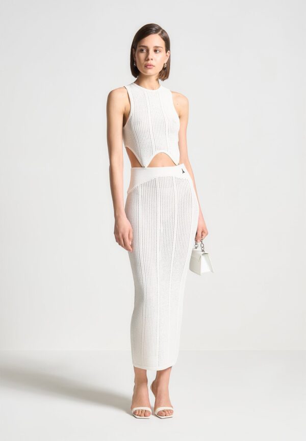2-In-1 Knitted Midaxi Dress - White