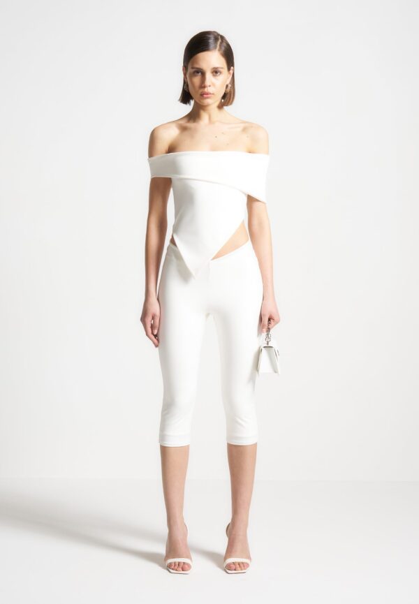 Angled Hem Bardot Top - Off White
