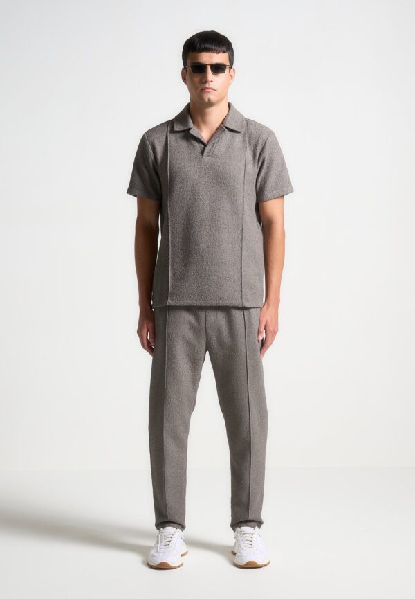 Boucle Pintuck Tapered Trousers - Charcoal Grey