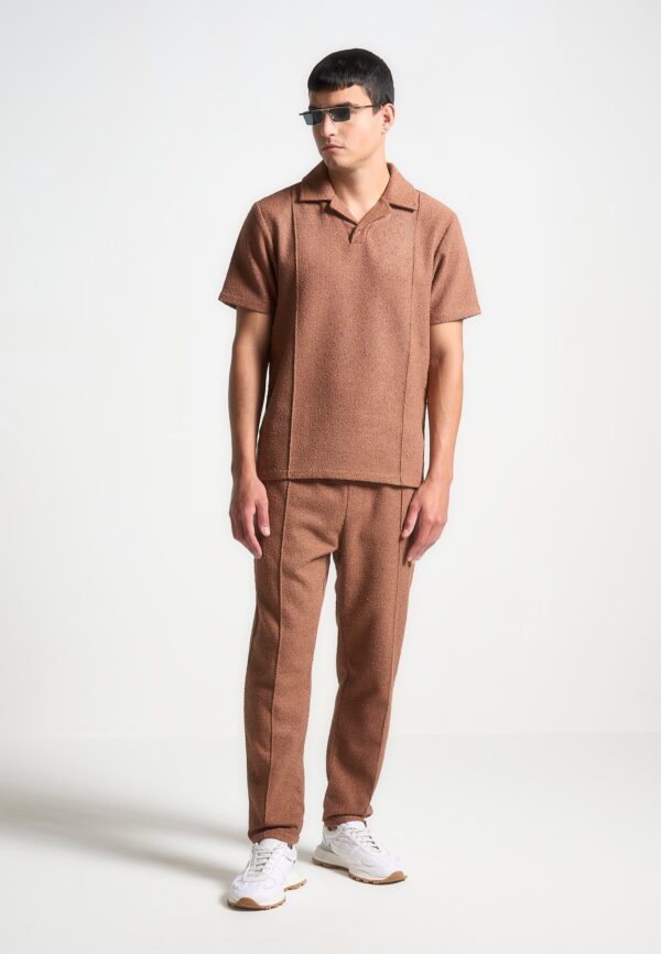 Boucle Pintuck Tapered Trousers - Fawn