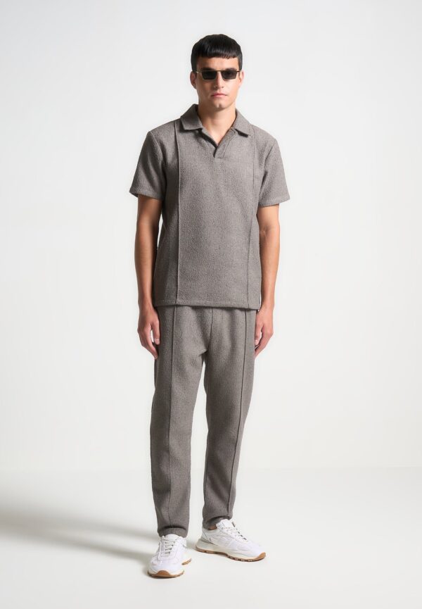 Boucle Revere Pintuck Polo Shirt  - Charcoal Grey