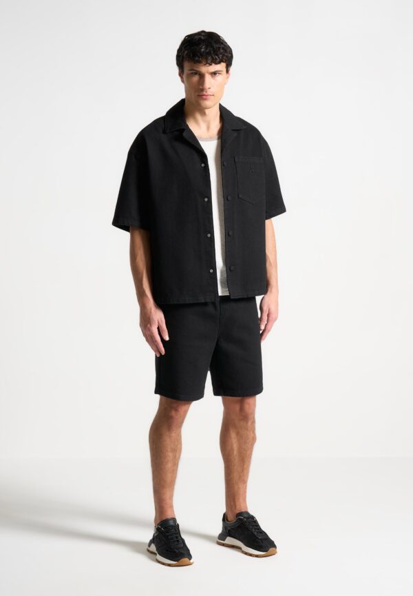 Boxy Denim Revere Shirt - Black