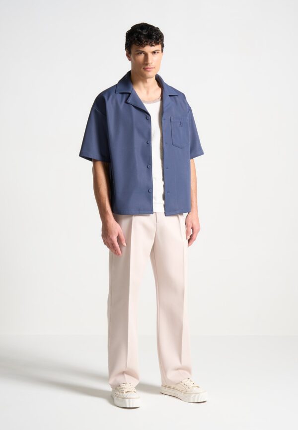 Boxy Twill Revere Shirt - Steel Blue